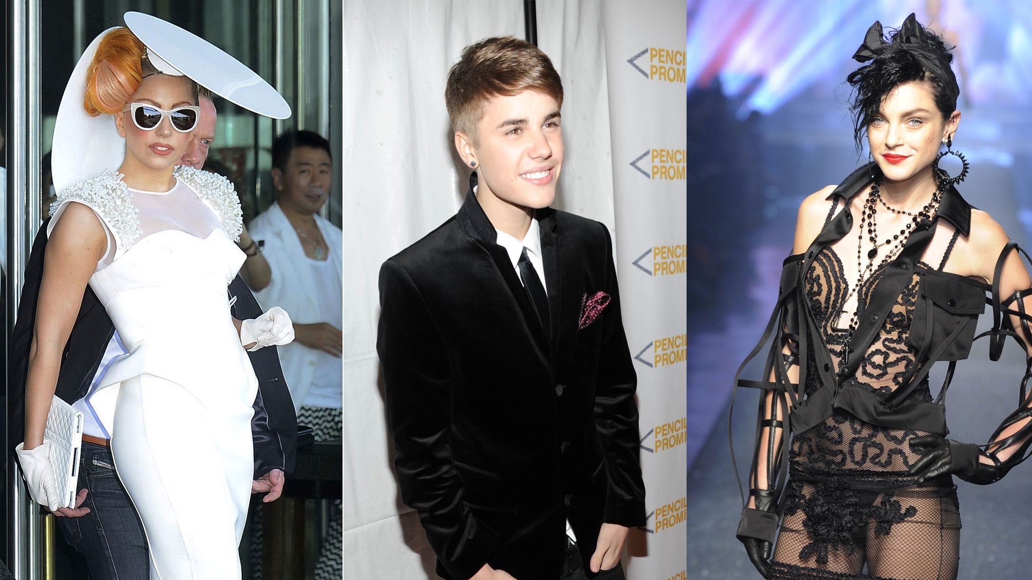 左起:Lady Gaga、小賈斯汀Justin Bieber、瑪丹娜