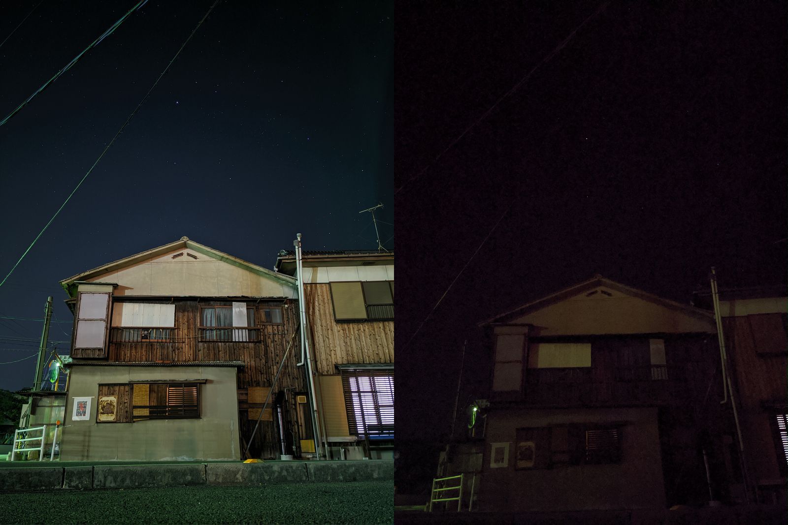 開啟夜間模式就可拍出肉眼可見的星空,但如果沒開畫面就會稍暗