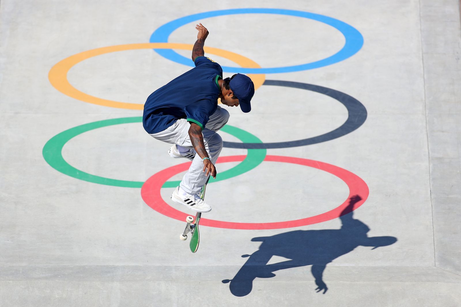TOKYO JAPAN JULY 25 Gustavo Felipe of Team Brazil competes at the Skateboarding Men's Street Prelims Heat 1 on day two...