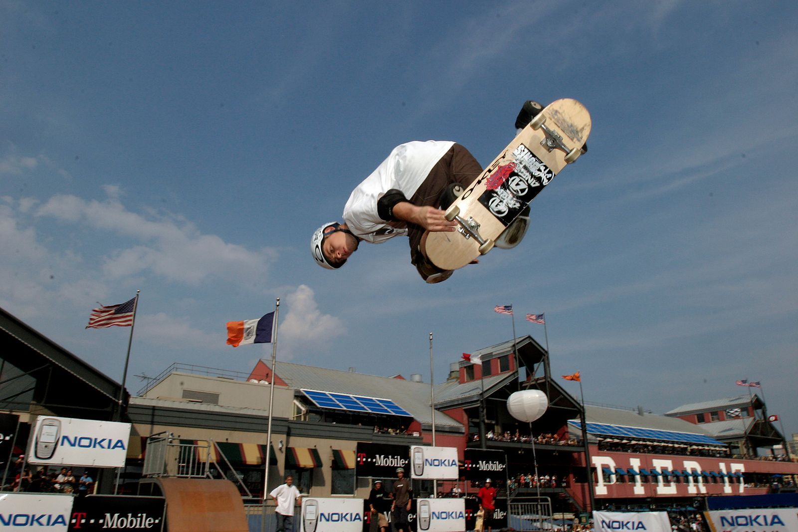 NEW YORK JULY 17 Pierre Luc Gagnon catches air while competing in the Skateboarding Vert Competition of the TMobile...