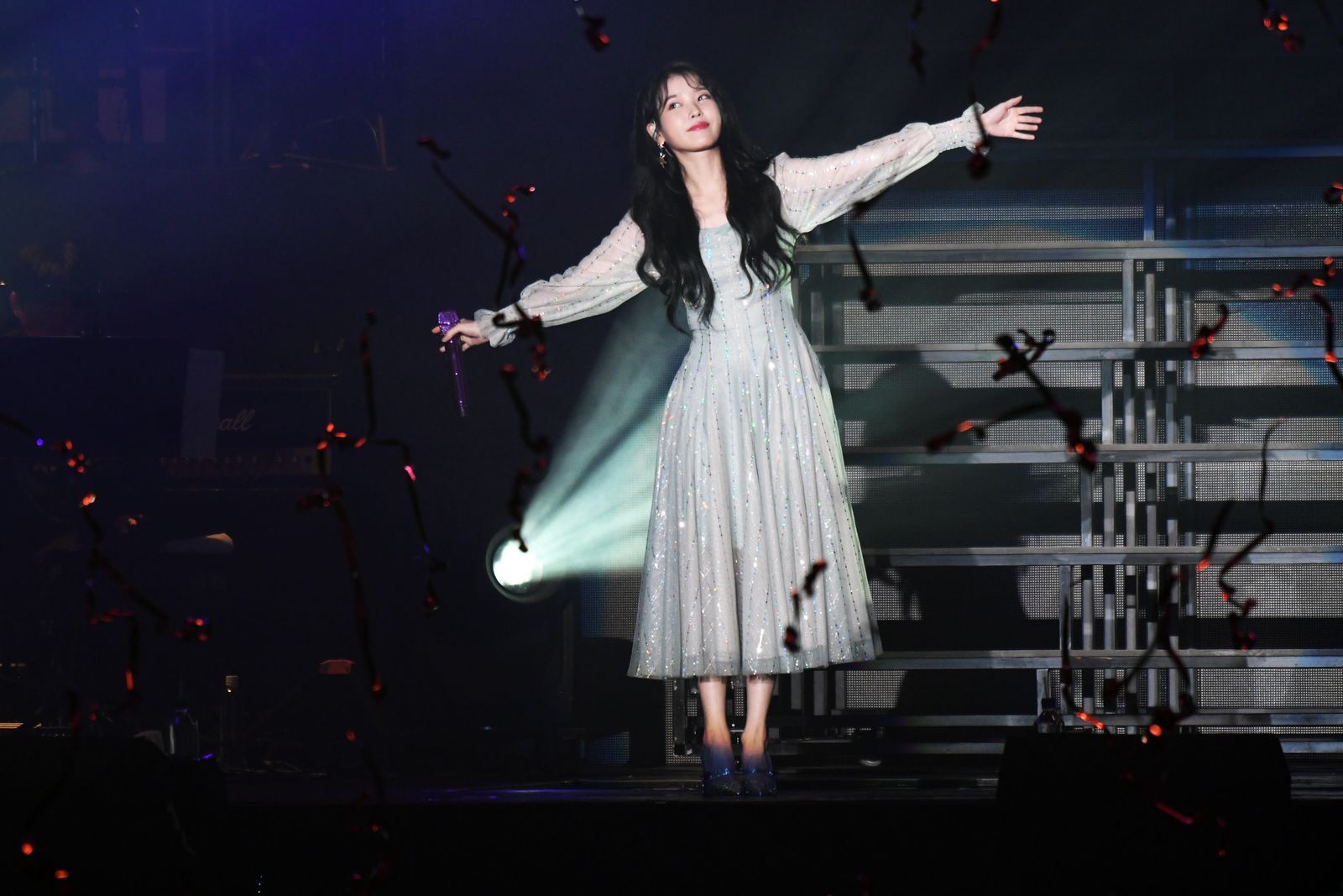 NEW TAIPEI CHINA NOVEMBER 30 South Korean singer IU performs on the stage in concert on November 30 2019 in New Taipei...