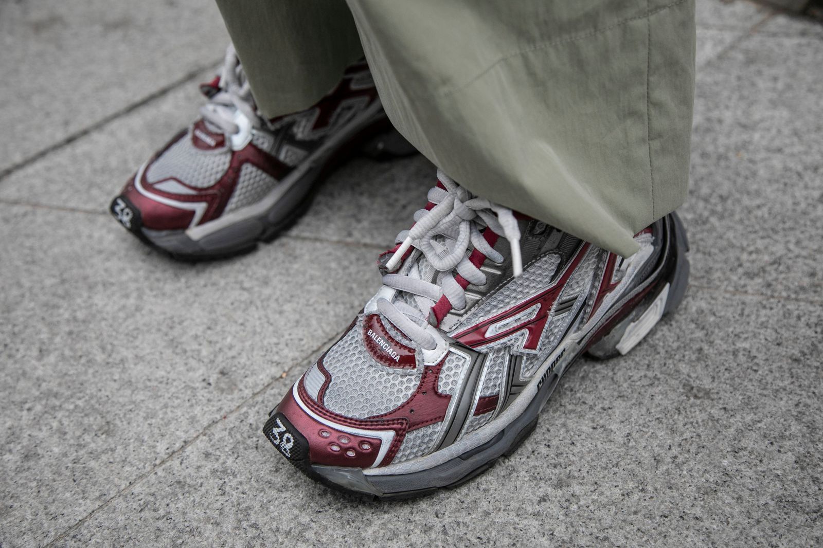 SEOUL SOUTH KOREA MARCH 15 A guest wears Balenciaga sneakers at Seoul Fashion Week AW 23 on March 15 2023 in Seoul...