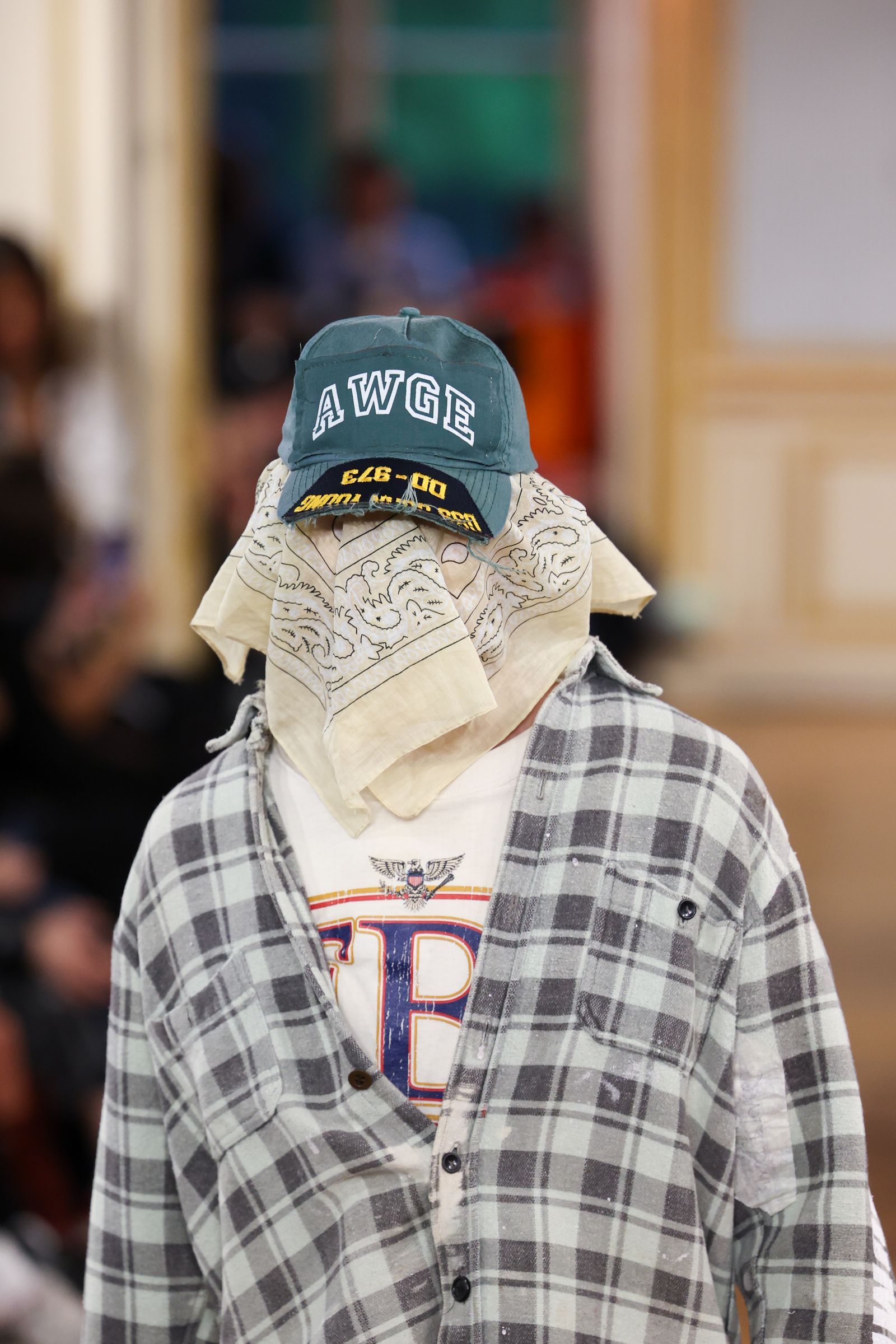 PARIS FRANCE JUNE 21 A model fashion detail walks the runway during the AAP Rocky X American Sabotage by AWGE Menswear...