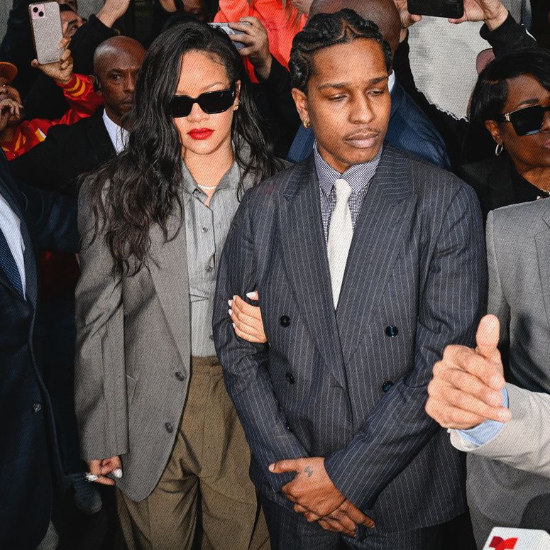 Image may contain: A$AP Rocky, Patrice Quarteron, Jonathan Larson, Rihanna, Accessories, Formal Wear, Tie, Glasses, and Adult