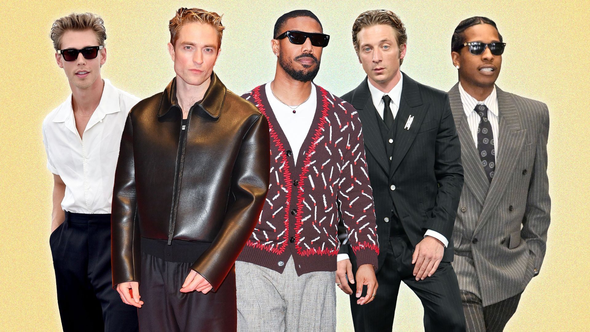 Image may contain Michael B. Jordan AAP Rocky Robert Pattinson Austin Butler Jeremy Allen White Clothing and Coat