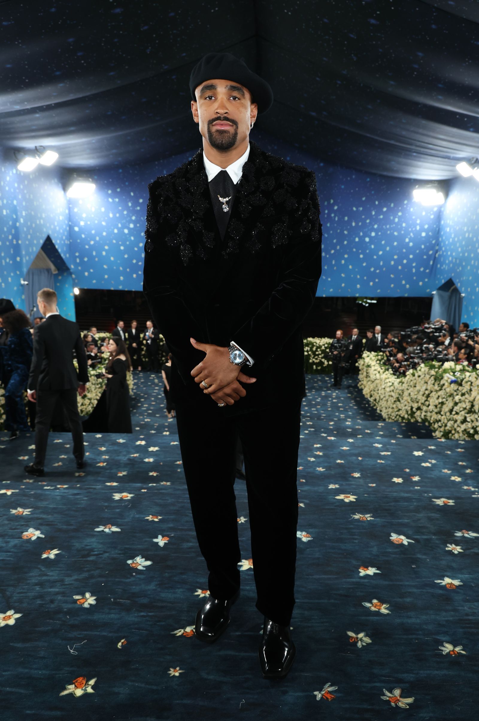 NEW YORK NEW YORK MAY 05 Jalen Hurts attends the 2025 Met Gala Celebrating Superfine Tailoring Black Style at...
