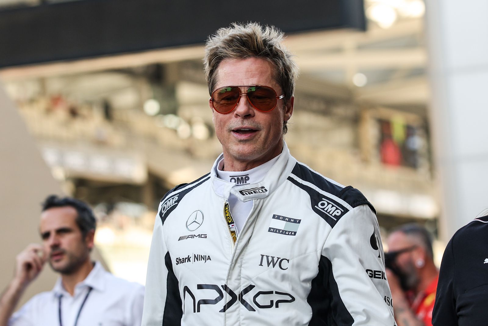 Brad Pitt an actor plays Sonny Hayes a driver for the fictional APX GP team in the Apex F1 movie by Apple Studios and...
