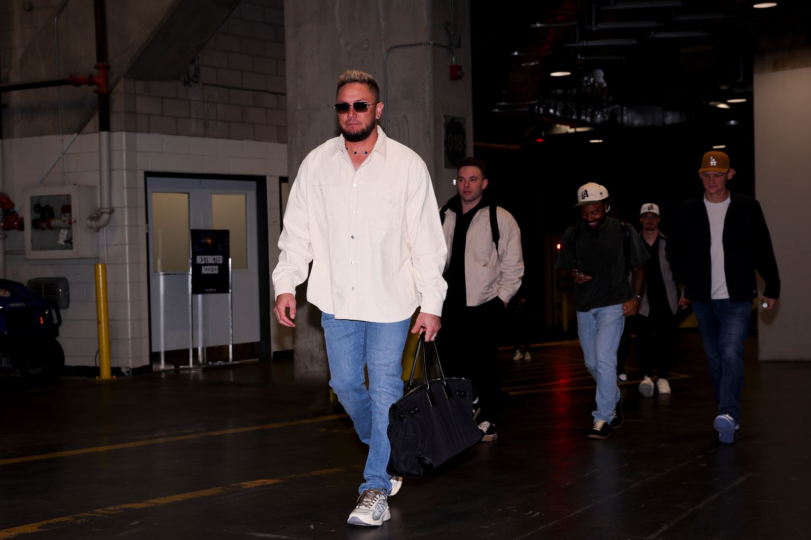TORONTO ON NOVEMBER 01 Miguel Rojas 72 of the Los Angeles Dodgers arrives prior to Game Seven of the 2025 World Series...
