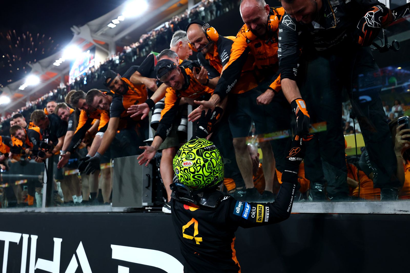 ABU DHABI UNITED ARAB EMIRATES DECEMBER 07 2025 F1 World Drivers Champion and Third placed Lando Norris of Great...