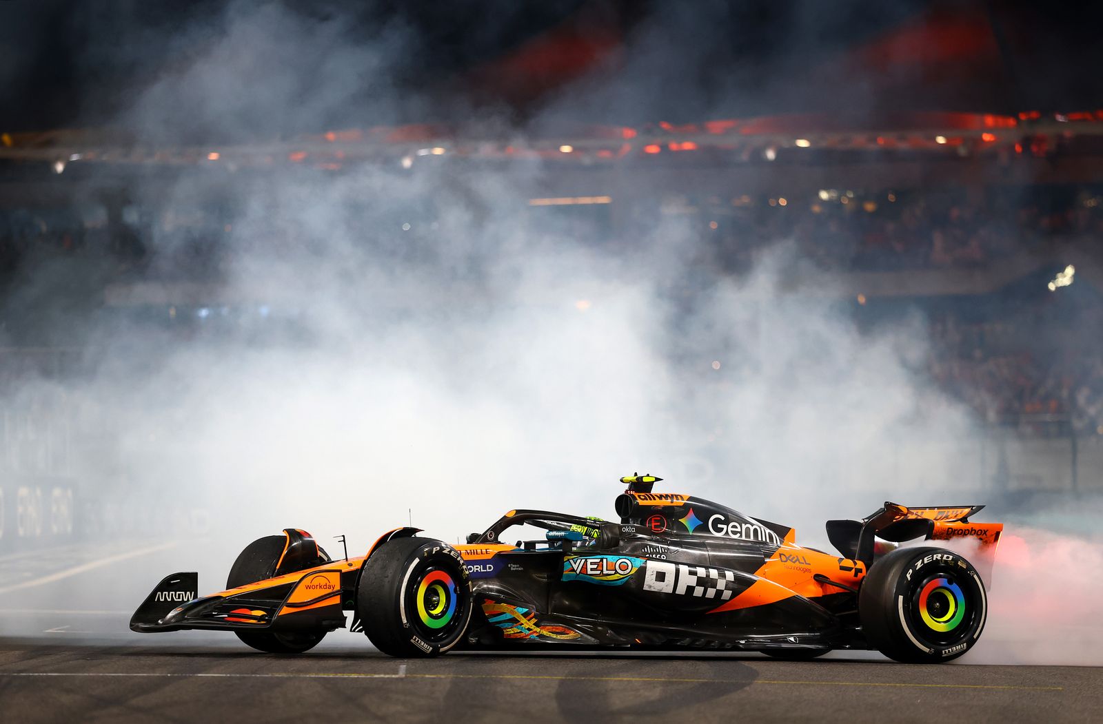 ABU DHABI UNITED ARAB EMIRATES DECEMBER 07 2025 F1 World Drivers Champion and Third placed Lando Norris of Great...
