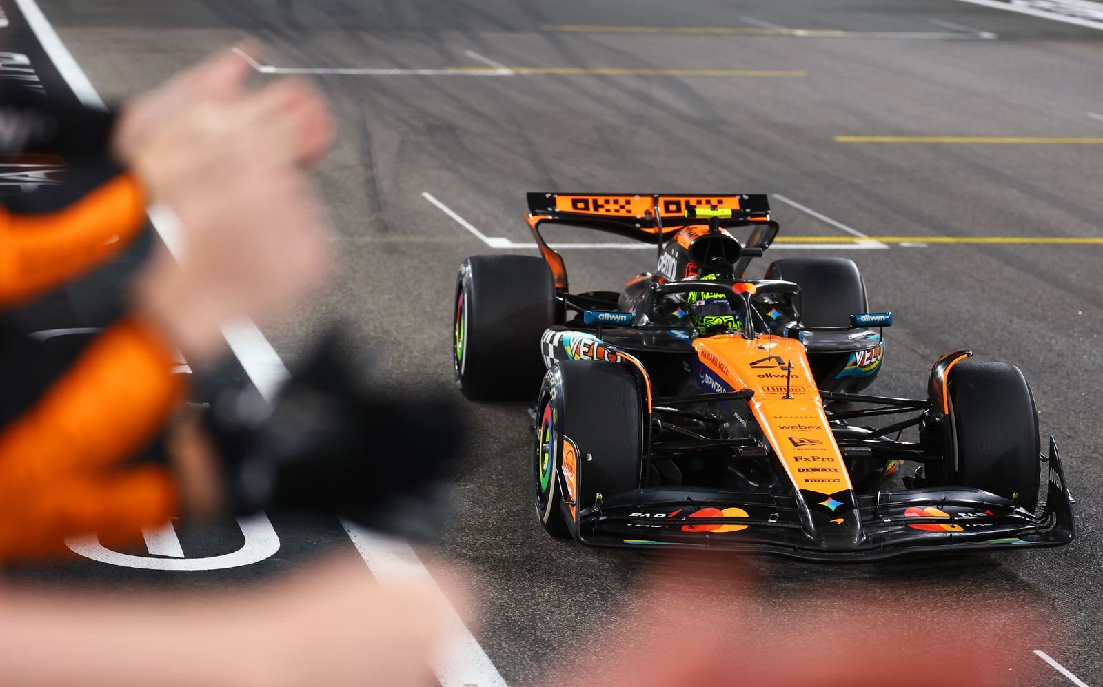 ABU DHABI UNITED ARAB EMIRATES DECEMBER 07 2025 F1 World Drivers Champion and Third placed Lando Norris of Great...