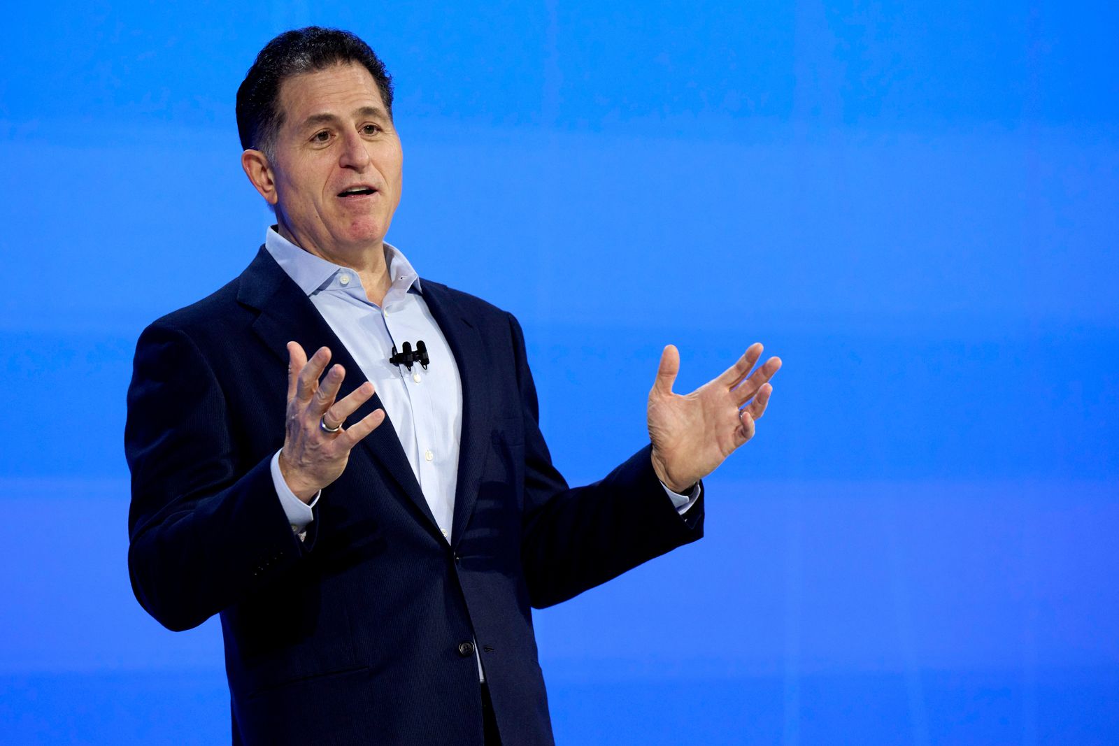 Michael Dell chairman and chief executive officer of Dell Inc. speaks during the Dell Technologies World conference in...