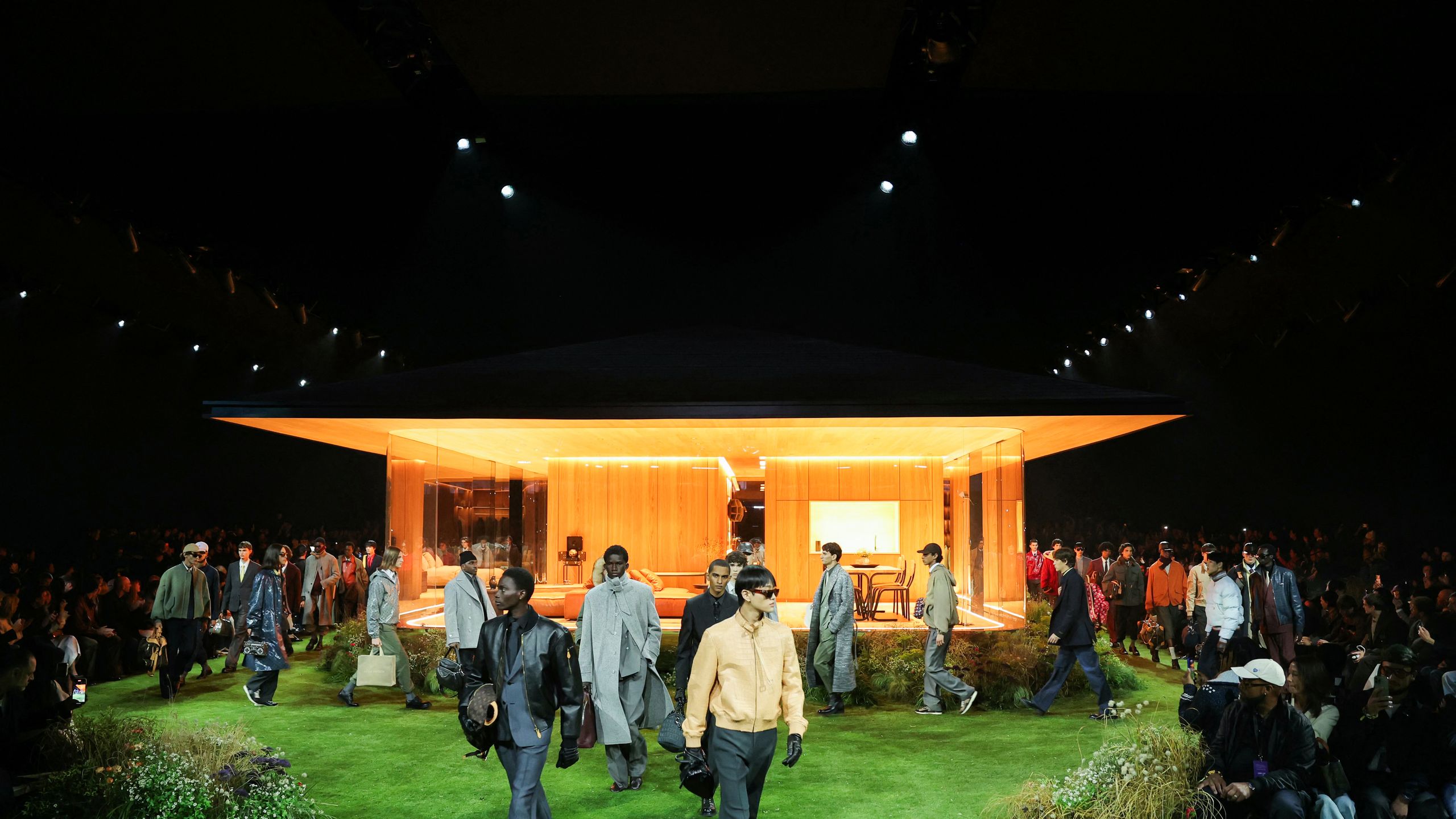 TOPSHOT Models present creations for the Louis Vuitton Menswear Readytowear FallWinter 20262027 collection as part of...