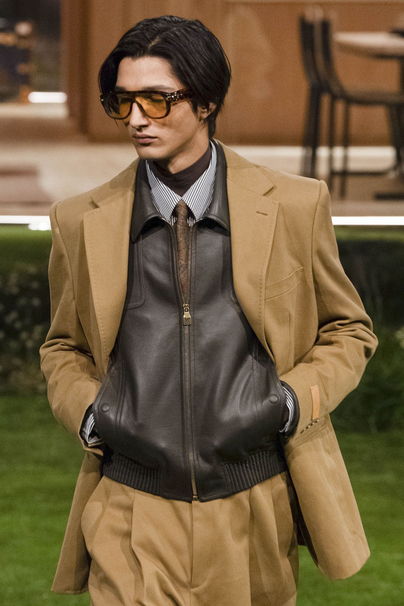 PARIS FRANCE JANUARY 20 A model walks the runway during the Louis Vuitton fashion show as part of Paris Fashion Week...