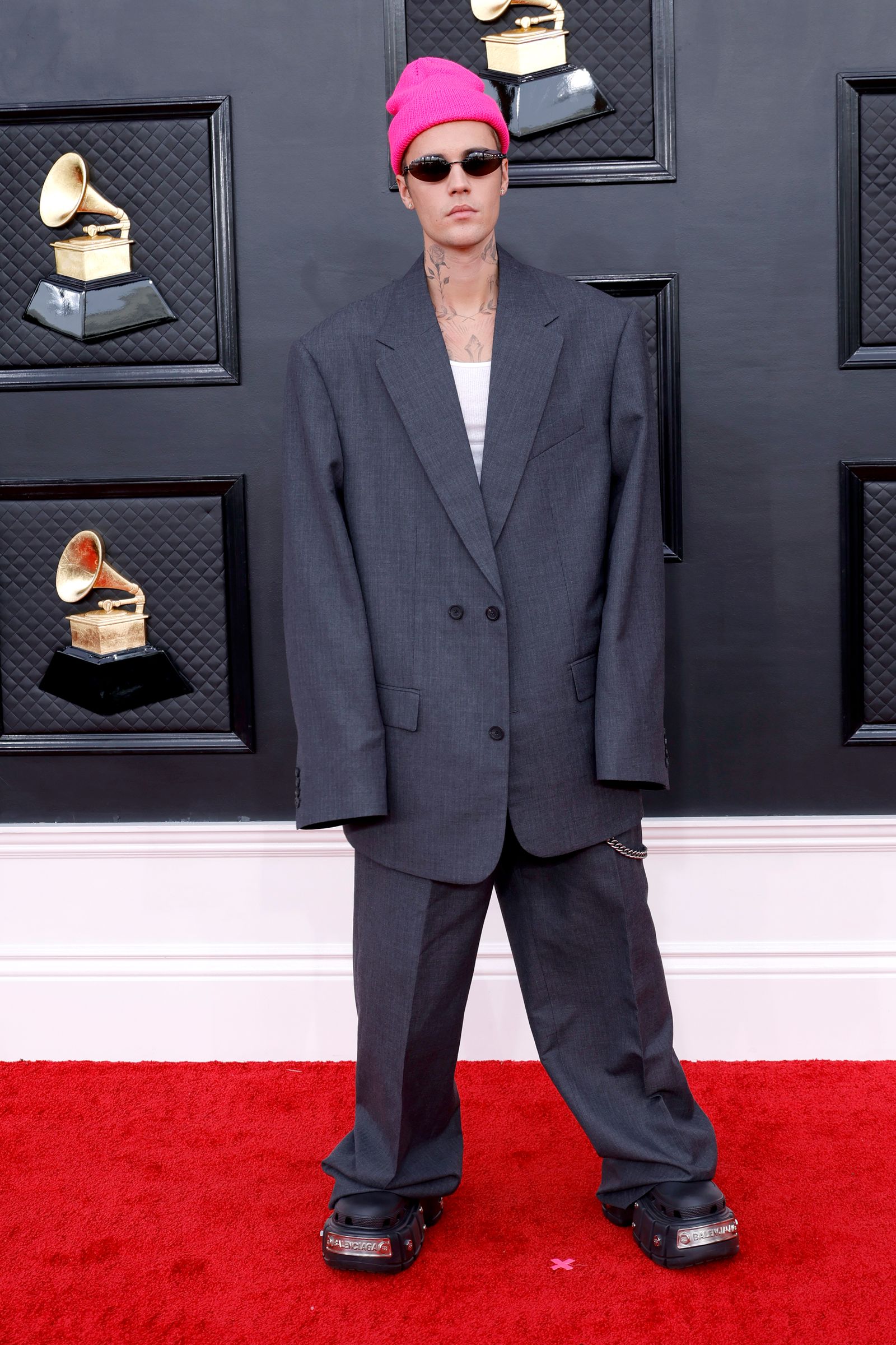 LAS VEGAS NEVADA APRIL 03 Justin Bieber attends the 64th Annual GRAMMY Awards at MGM Grand Garden Arena on April 03...