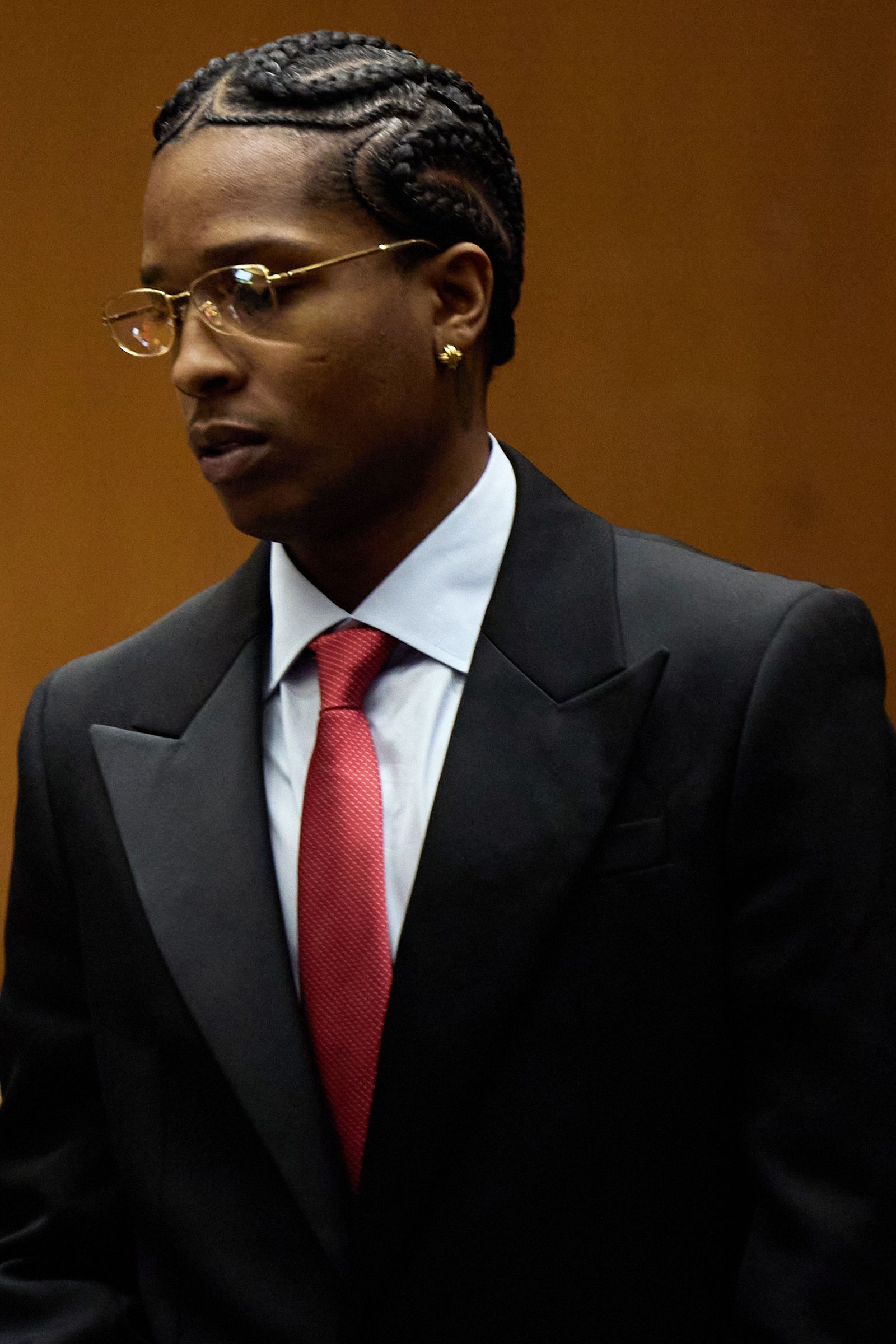 LOS ANGELES CALIFORNIA FEBRUARY 13 Rakim Mayers also known as AAP Rocky listens during closing arguments during his...