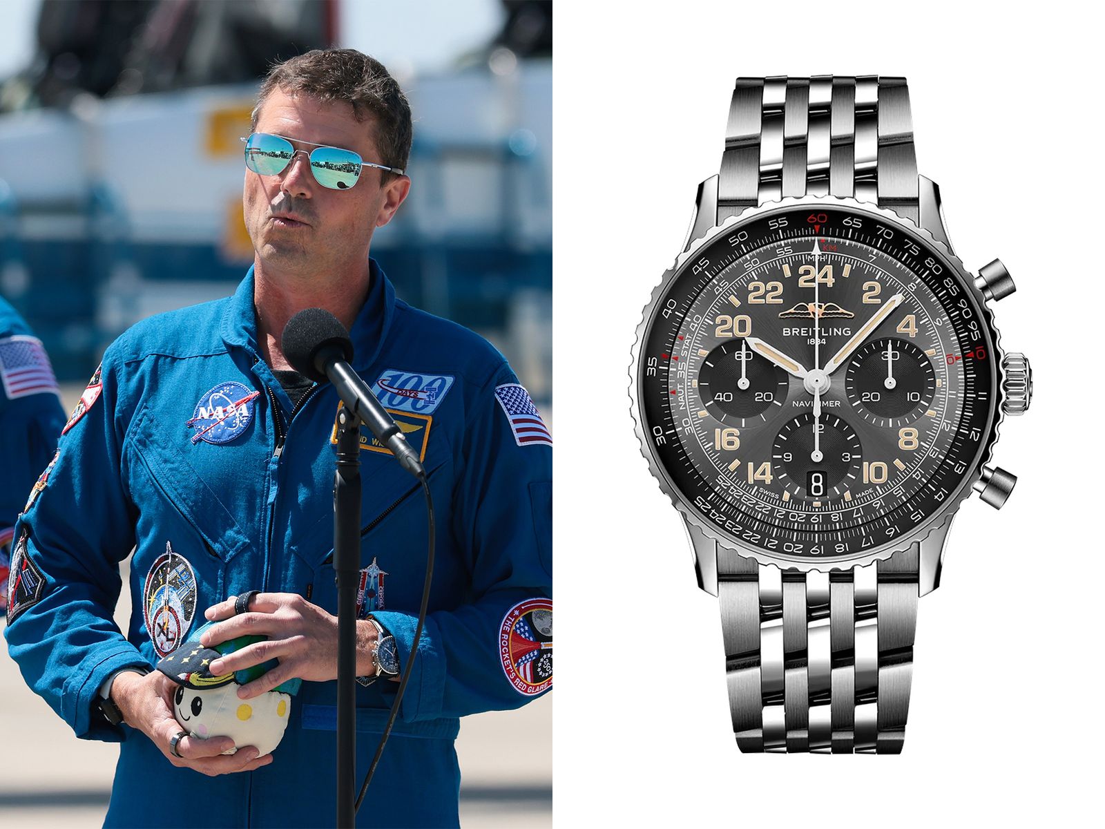 Image may contain Gregory Reid Wiseman Wristwatch Accessories Sunglasses Arm Body Part Person and Electrical Device